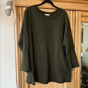 Eileen Fisher Forest Green organic cotton XL sweatshirt